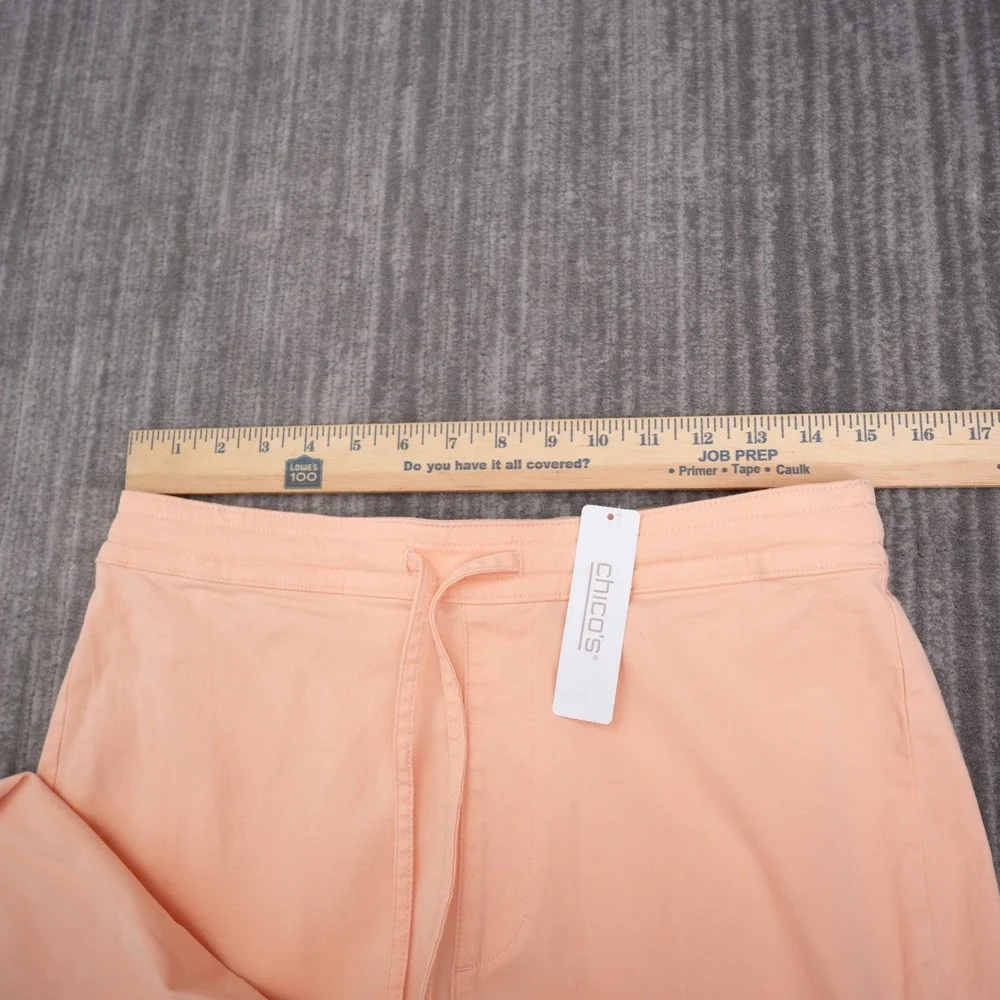 Chico's Cargo Pants Womens 0.5 Peach NEW Wide Leg Crop Drawstring Cotton Blend